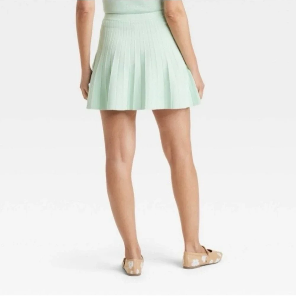Womens Xlarge Pleated Sweater Skirt A New Day Mint Green Fall Size Xl - Picture 3 of 16